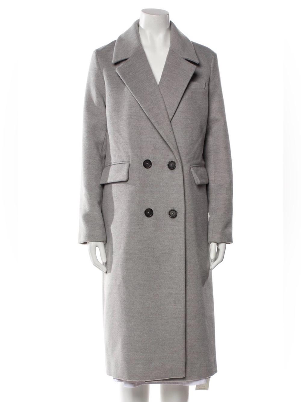 Apparis Gray Double Breasted Long Trench Coat XS Classic Chic